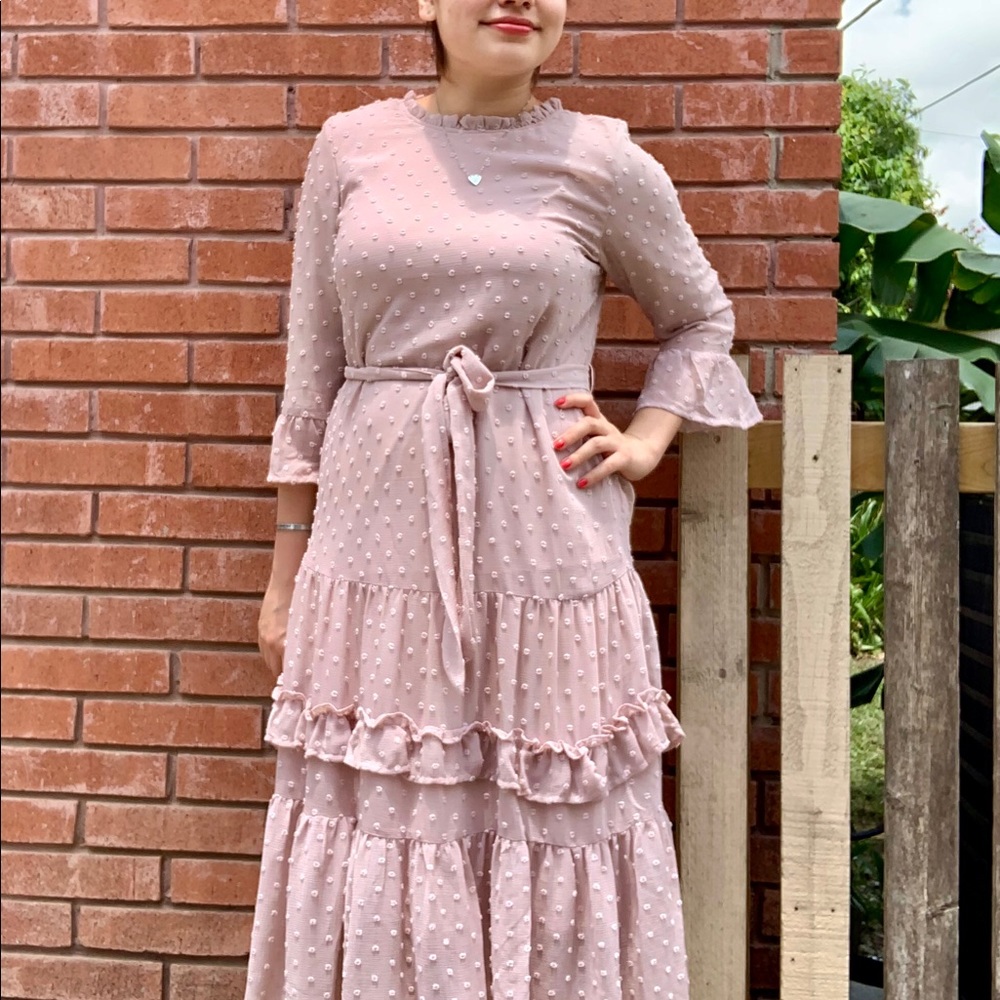 Vintage pink ruffle dress